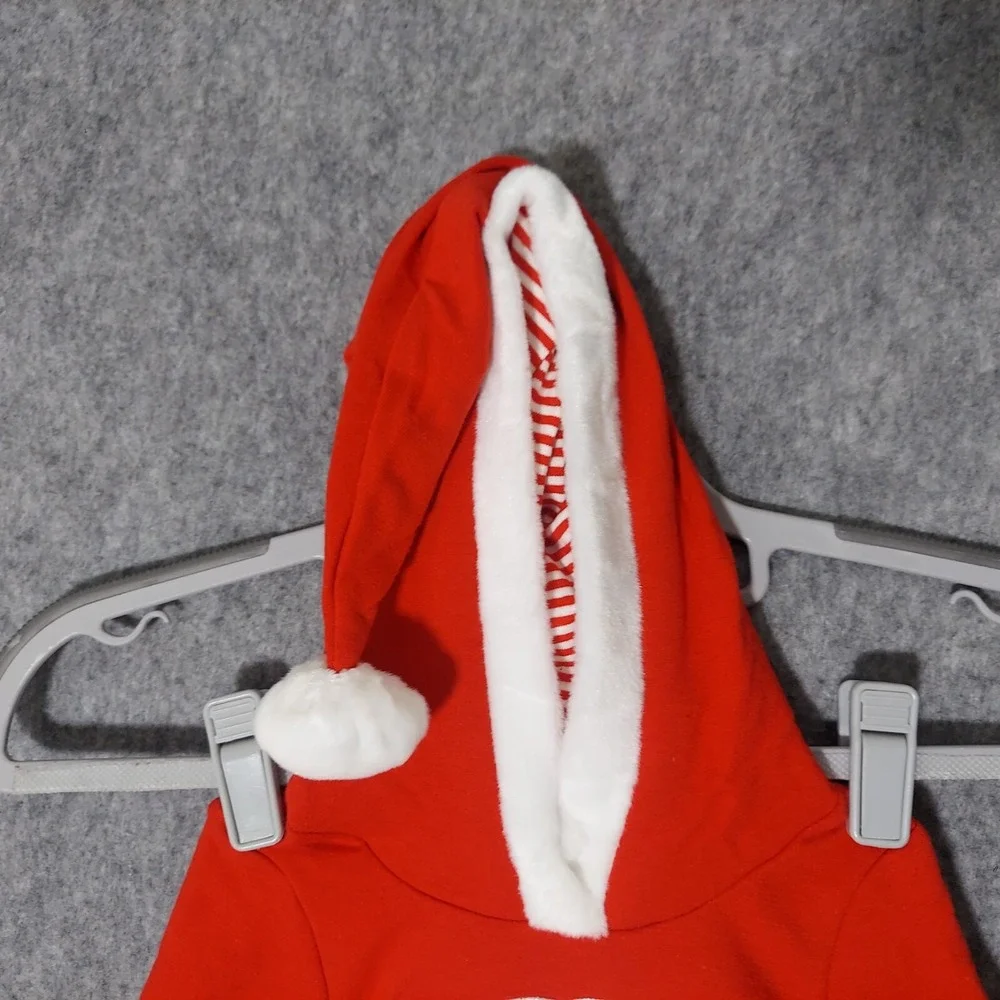 Cat & Jack‎  Suit 0 3 Month Christmas Santa Embroidered Beard Belt Hooded Snaps